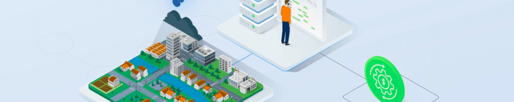 An illustration depicting RainGrid’s Intelligent Rain Retention and Reuse (IR3) systems, which apply property technology (PropTech) to build climate-resilient communities one residential roof at a time.