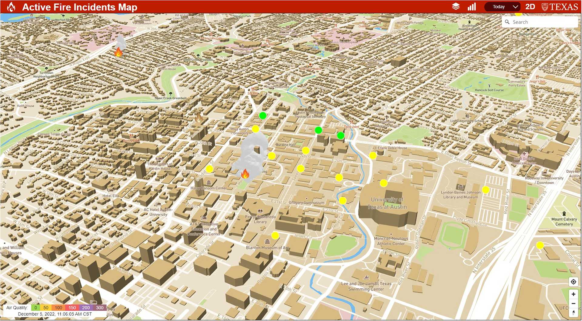 A 3D real-time fire and smoke map in-browser