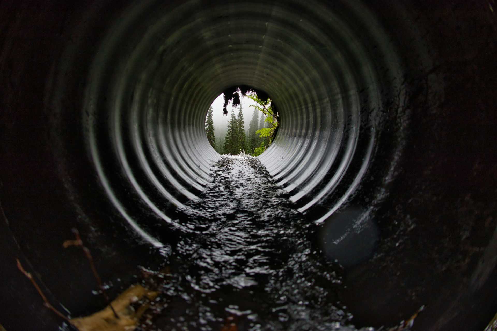 Water flowing through a large pipe